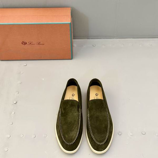 Olive Suede Slip-On Loafers