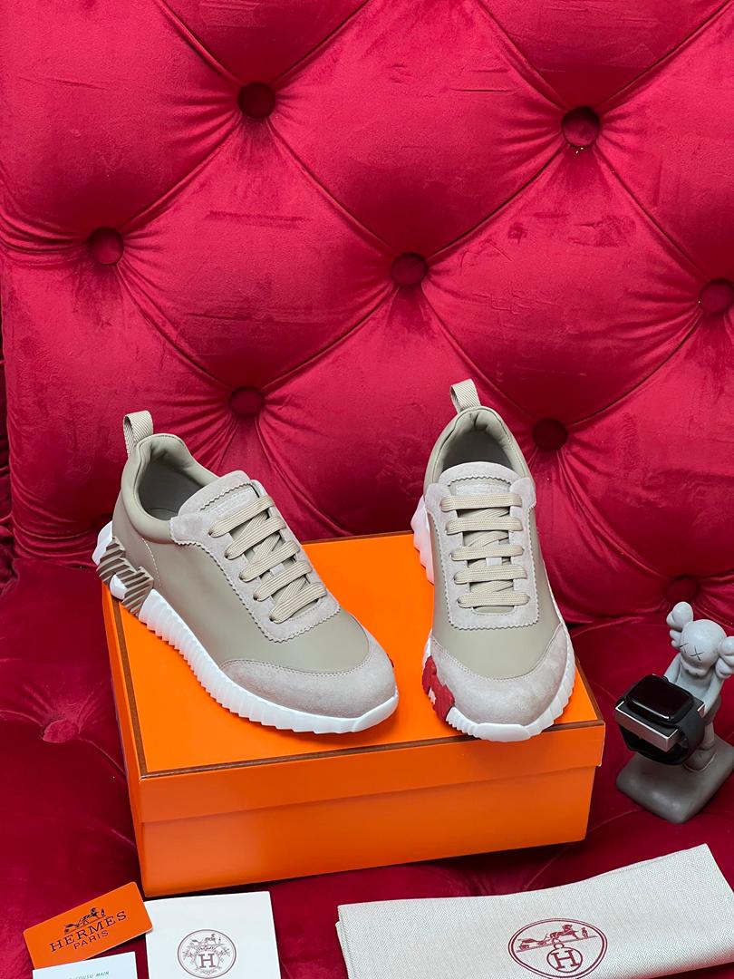 H Striped Leather Sneakers