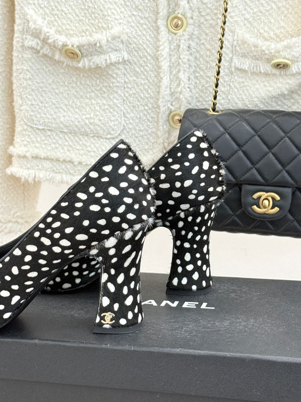 Midnight Polka Heels