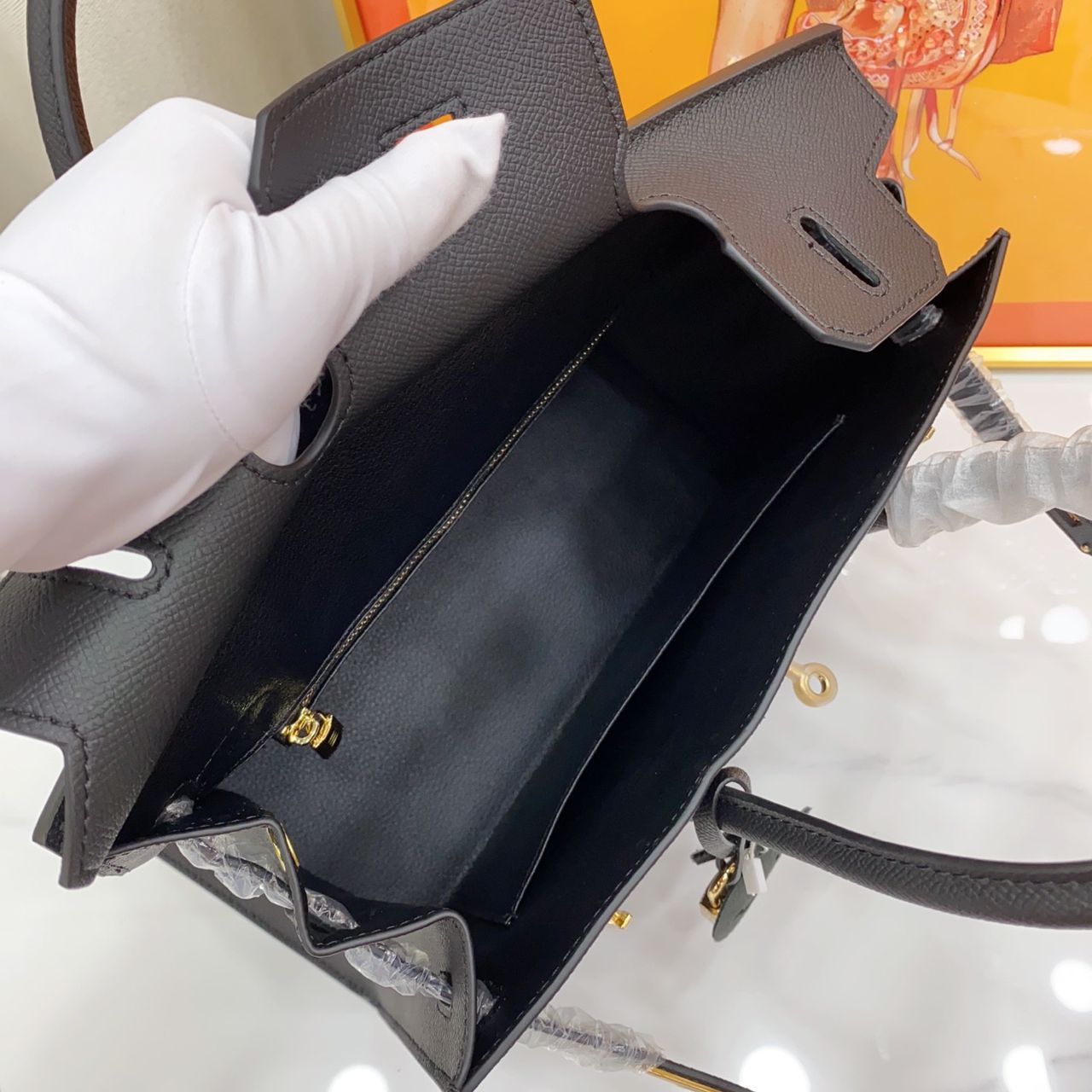 Classic Black Lock Handbag