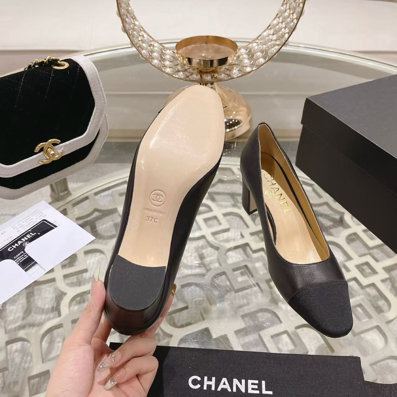 Classic Black Cap Toe Heels